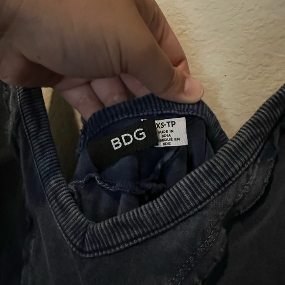 BDG Women Blue Cotton Scoop Neck Strappy Sleeve Classic Mini Denim Dress Size XS - Picture 9 of 9